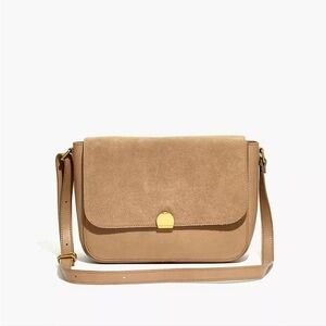 Madewell The Abroad tan Beige Crossbody satchel bag Suede Leather NWT